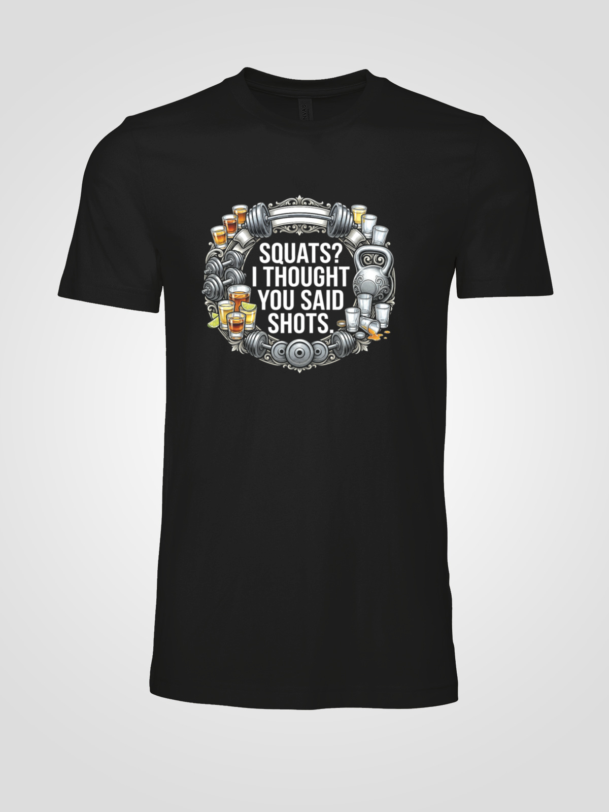 The "Squats to Shots" Miscommunication Tee